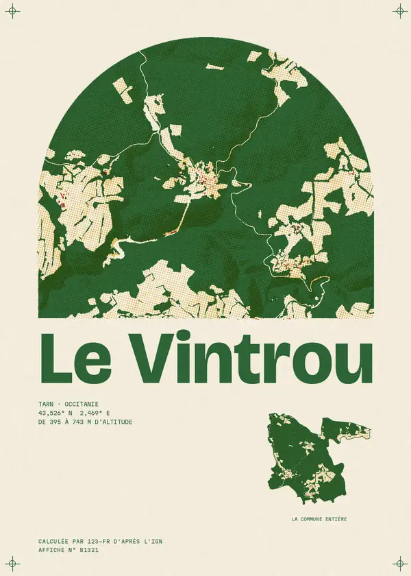 Affiche de Le Vintrou, calculée par 123-fr d'après l'IGN