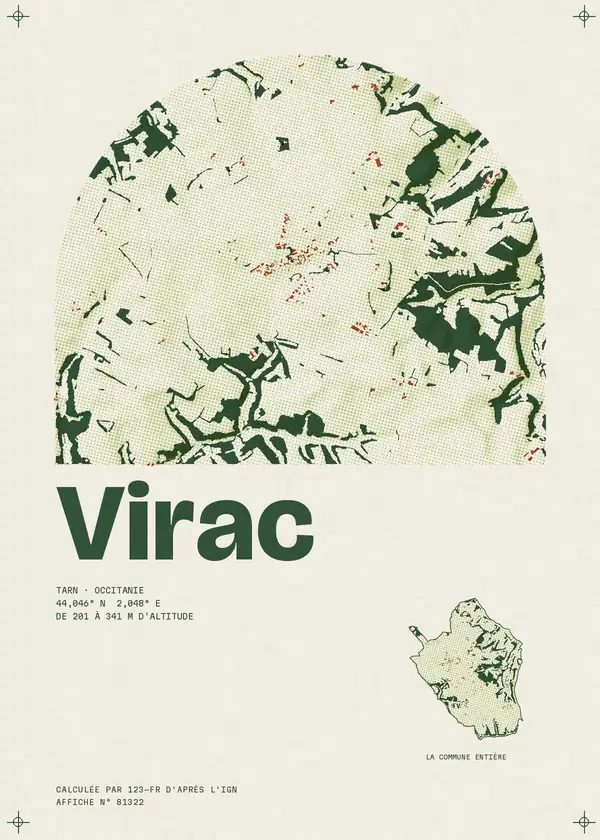 Affiche de Virac, calculée par 123-fr d'après l'IGN