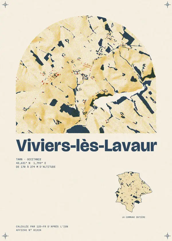 Affiche de Viviers-lès-Lavaur, calculée par 123-fr d'après l'IGN