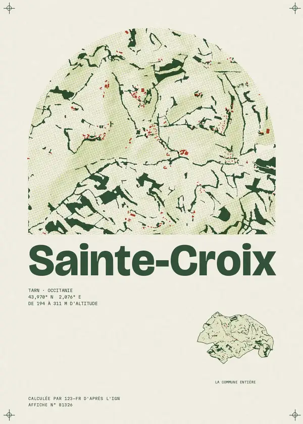 Affiche de Sainte-Croix, calculée par 123-fr d'après l'IGN