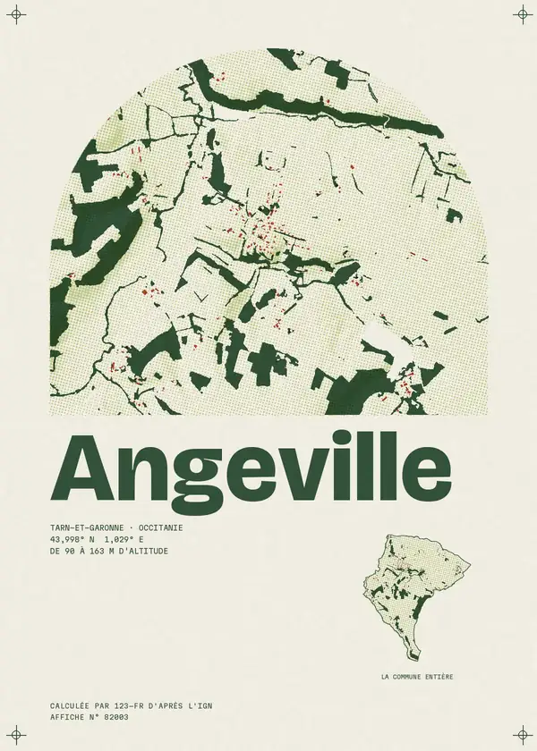 Affiche de Angeville, calculée par 123-fr d'après l'IGN