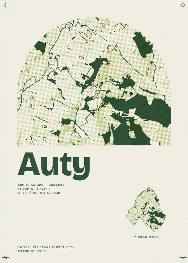 Affiche de Auty, calculée par 123-fr d'après l'IGN