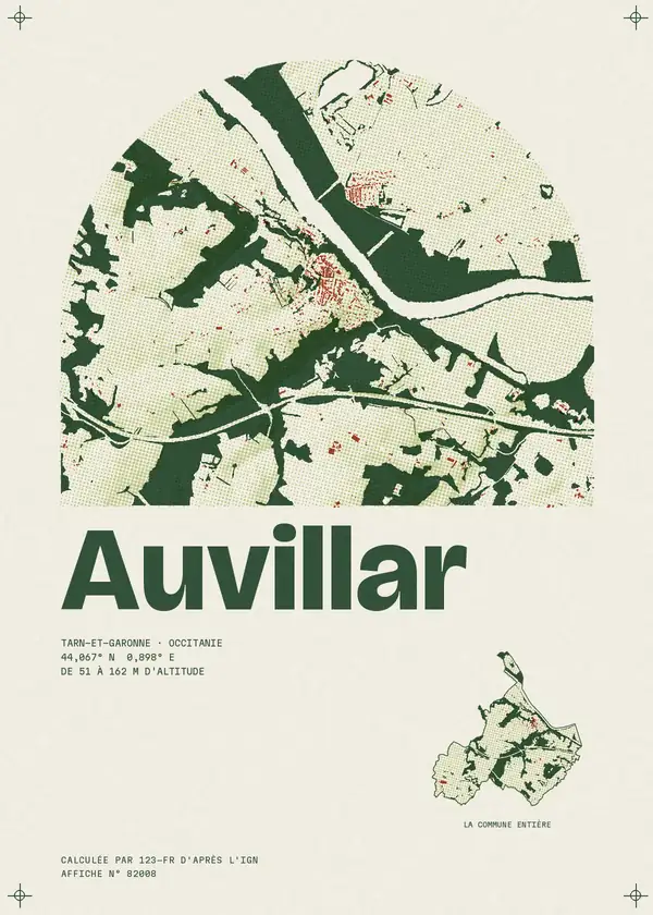 Affiche de Auvillar, calculée par 123-fr d'après l'IGN