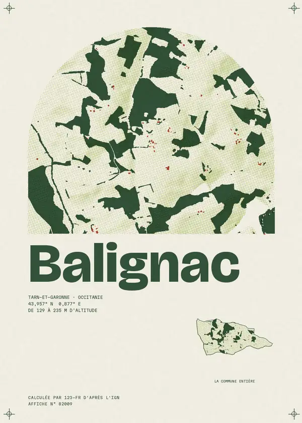 Affiche de Balignac, calculée par 123-fr d'après l'IGN