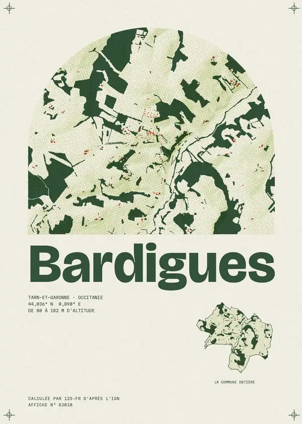 Affiche de Bardigues, calculée par 123-fr d'après l'IGN
