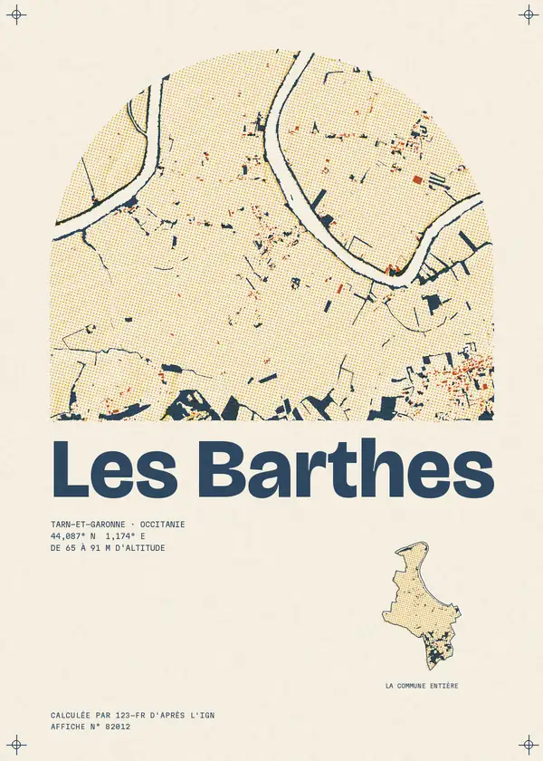 Affiche de Les Barthes, calculée par 123-fr d'après l'IGN
