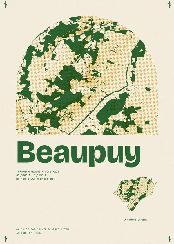 Affiche de Beaupuy, calculée par 123-fr d'après l'IGN