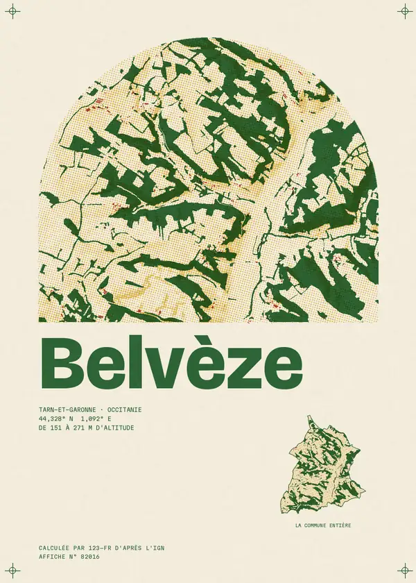 Affiche de Belvèze, calculée par 123-fr d'après l'IGN