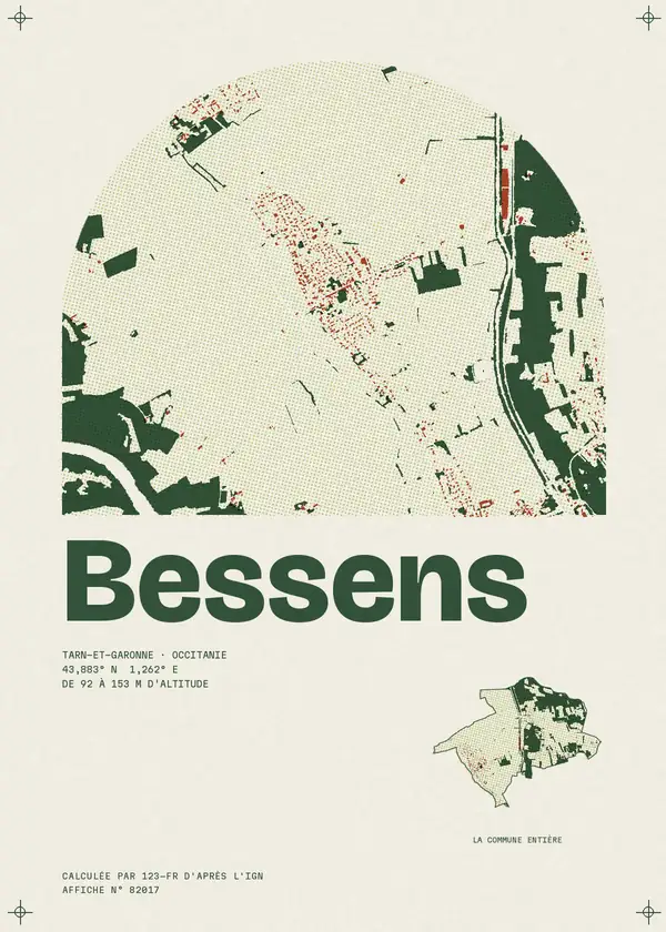 Affiche de Bessens, calculée par 123-fr d'après l'IGN