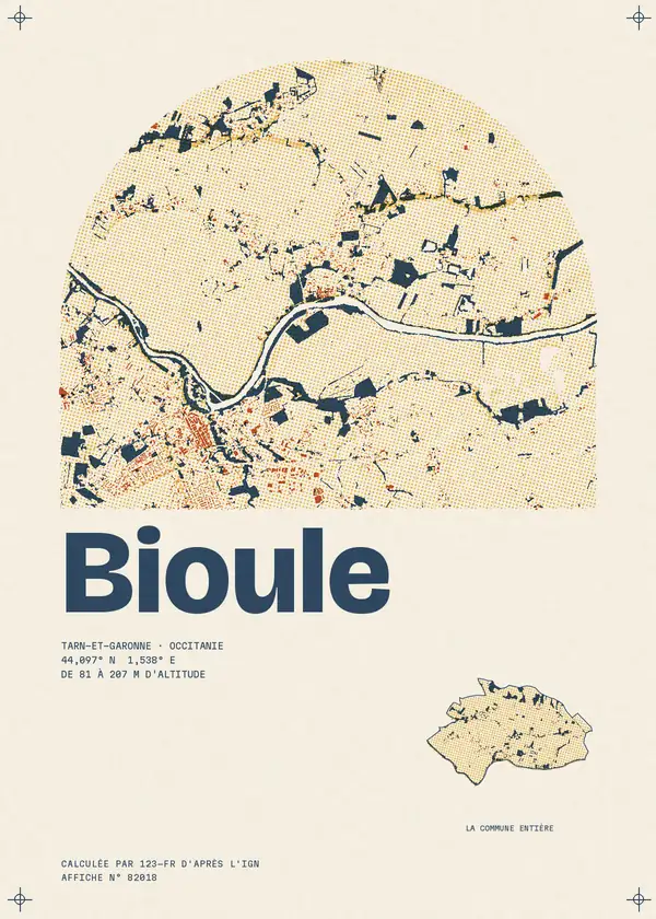 Affiche de Bioule, calculée par 123-fr d'après l'IGN