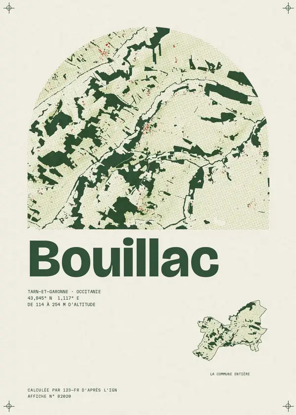 Affiche de Bouillac, calculée par 123-fr d'après l'IGN