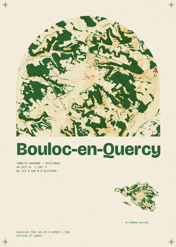 Affiche de Bouloc-en-Quercy, calculée par 123-fr d'après l'IGN