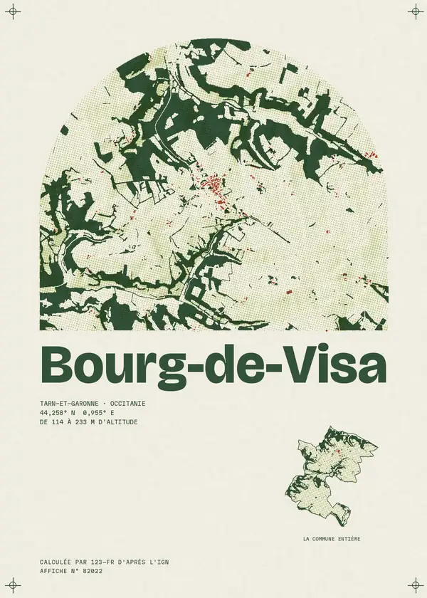 Affiche de Bourg-de-Visa, calculée par 123-fr d'après l'IGN