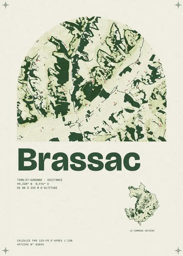 Affiche de Brassac, calculée par 123-fr d'après l'IGN