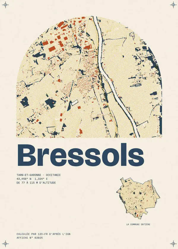 Affiche de Bressols, calculée par 123-fr d'après l'IGN