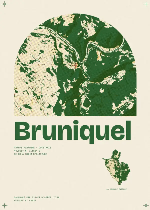 Affiche de Bruniquel, calculée par 123-fr d'après l'IGN