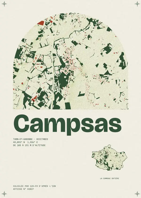 Affiche de Campsas, calculée par 123-fr d'après l'IGN