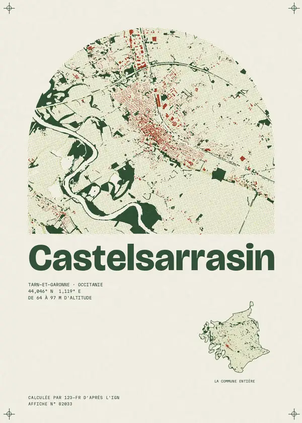 Affiche de Castelsarrasin, calculée par 123-fr d'après l'IGN