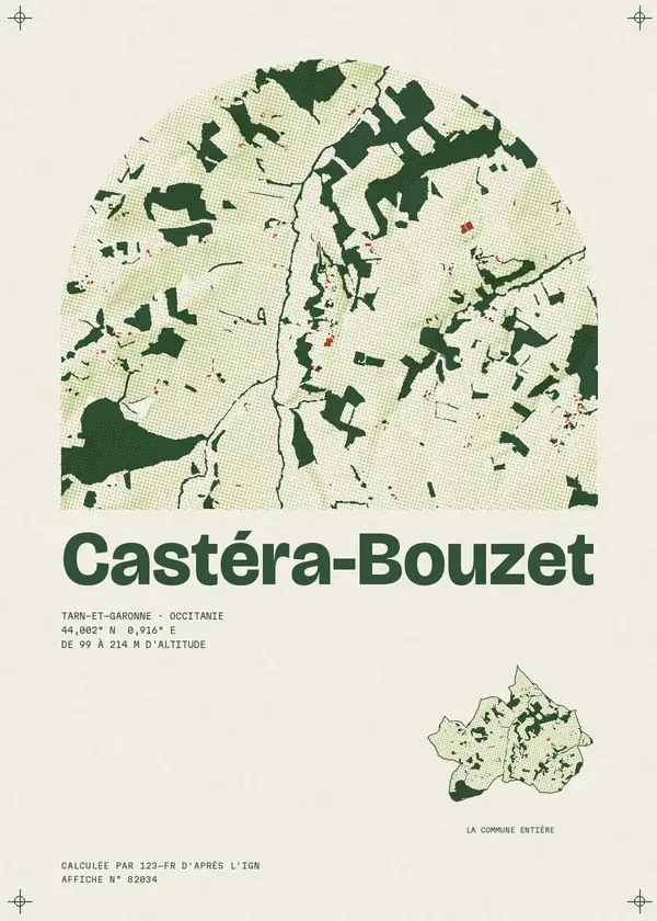 Affiche de Castéra-Bouzet, calculée par 123-fr d'après l'IGN