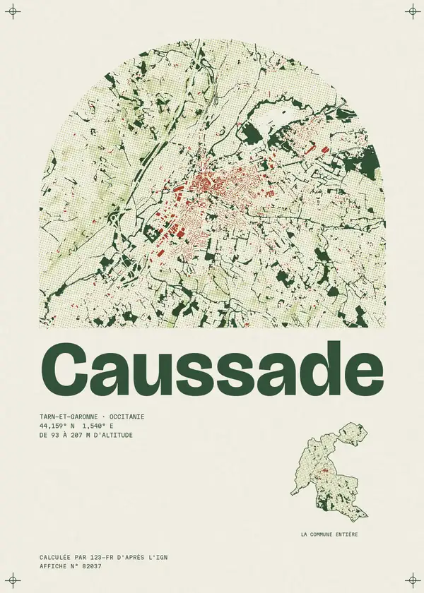 Affiche de Caussade, calculée par 123-fr d'après l'IGN