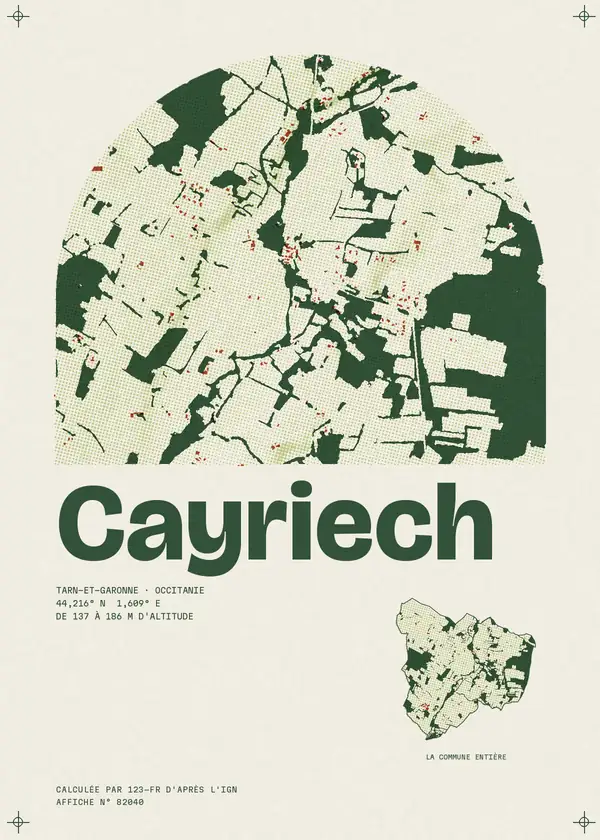 Affiche de Cayriech, calculée par 123-fr d'après l'IGN
