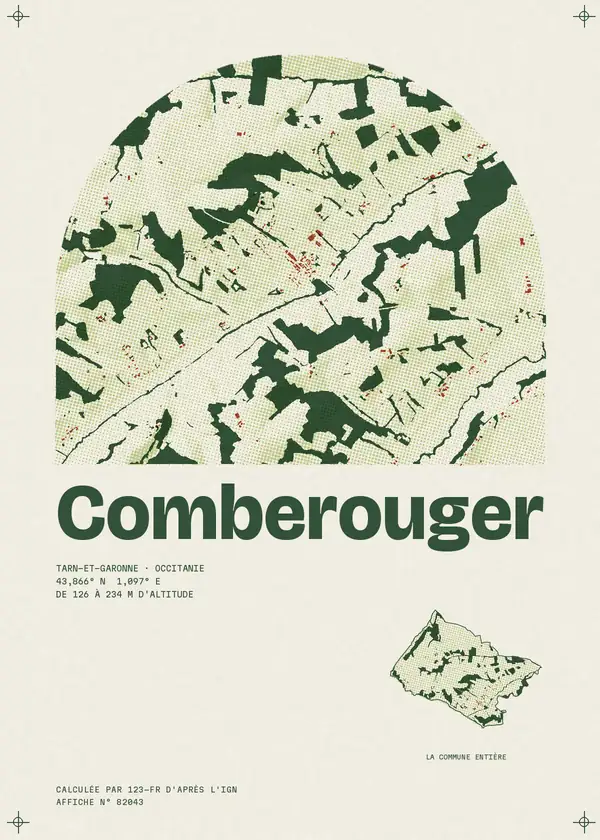 Affiche de Comberouger, calculée par 123-fr d'après l'IGN