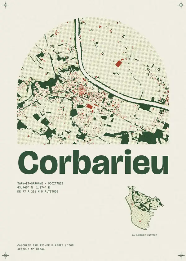 Affiche de Corbarieu, calculée par 123-fr d'après l'IGN
