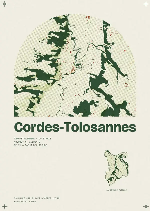 Affiche de Cordes-Tolosannes, calculée par 123-fr d'après l'IGN