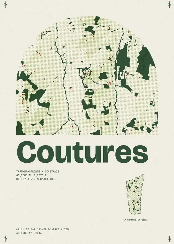 Affiche de Coutures, calculée par 123-fr d'après l'IGN