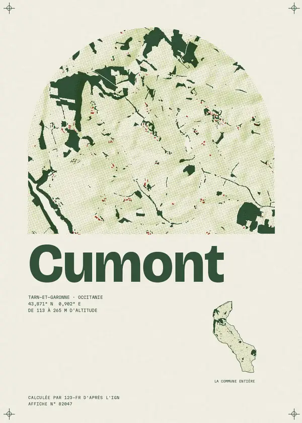 Affiche de Cumont, calculée par 123-fr d'après l'IGN