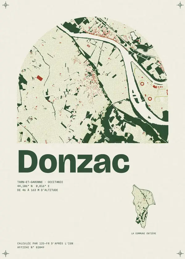 Affiche de Donzac, calculée par 123-fr d'après l'IGN
