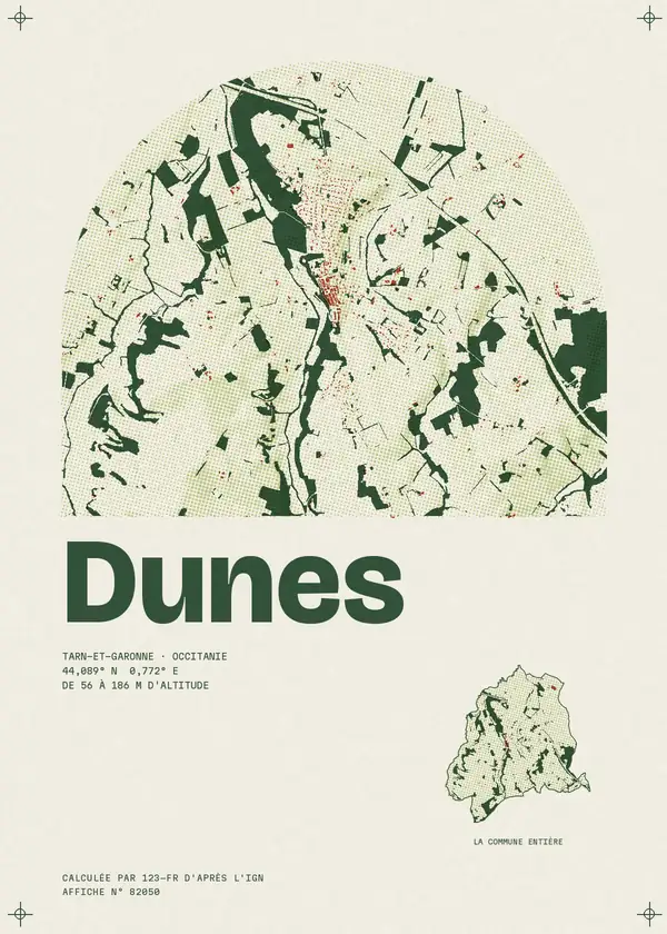 Affiche de Dunes, calculée par 123-fr d'après l'IGN