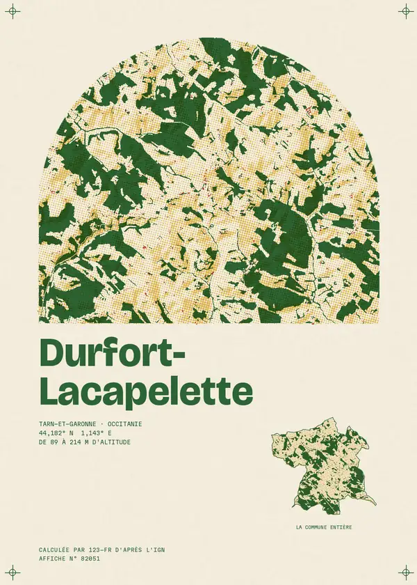 Affiche de Durfort-Lacapelette, calculée par 123-fr d'après l'IGN