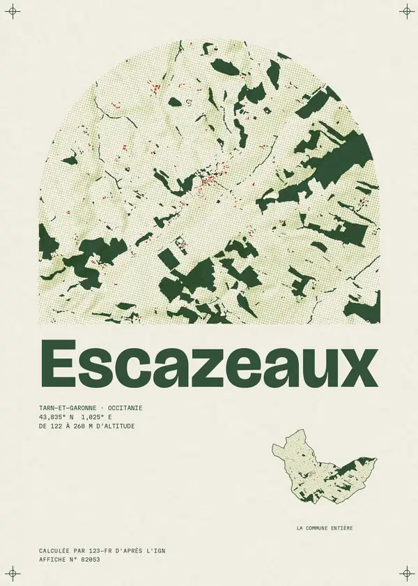 Affiche de Escazeaux, calculée par 123-fr d'après l'IGN
