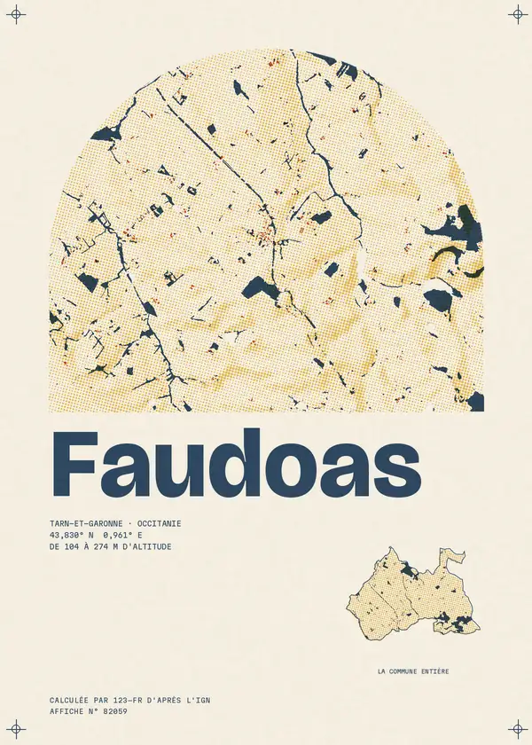 Affiche de Faudoas, calculée par 123-fr d'après l'IGN