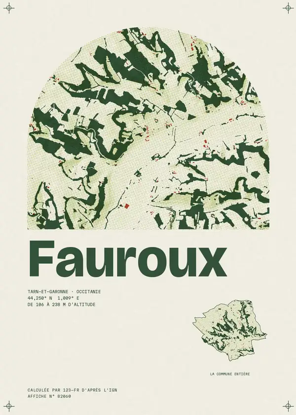 Affiche de Fauroux, calculée par 123-fr d'après l'IGN