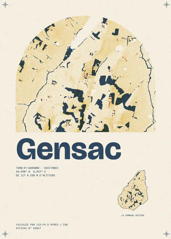 Affiche de Gensac, calculée par 123-fr d'après l'IGN