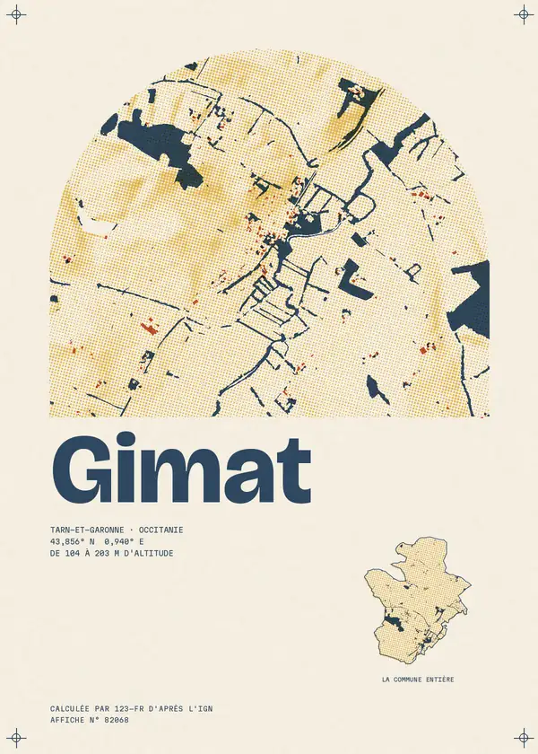 Affiche de Gimat, calculée par 123-fr d'après l'IGN
