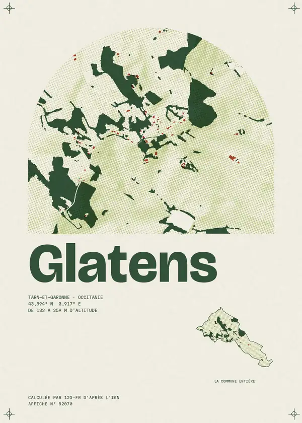Affiche de Glatens, calculée par 123-fr d'après l'IGN