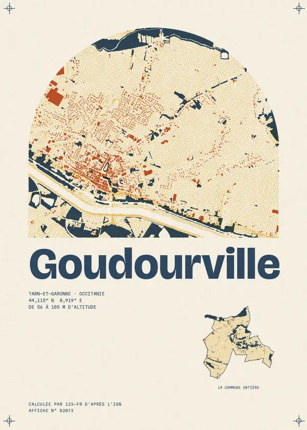 Affiche de Goudourville, calculée par 123-fr d'après l'IGN