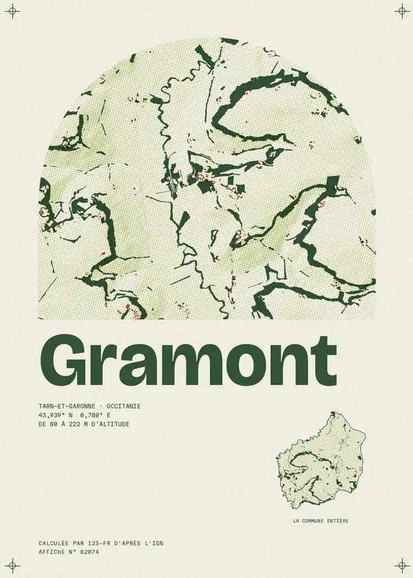 Affiche de Gramont, calculée par 123-fr d'après l'IGN
