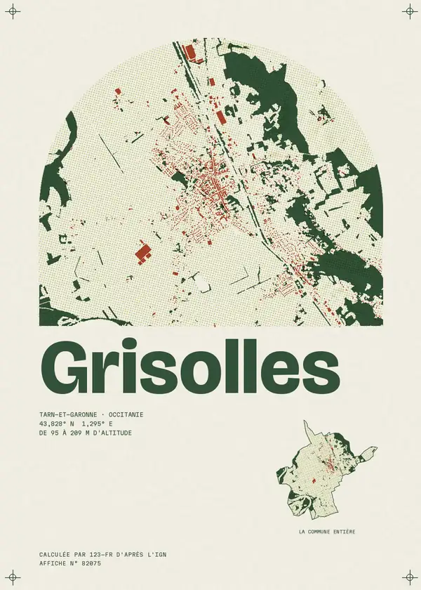 Affiche de Grisolles, calculée par 123-fr d'après l'IGN