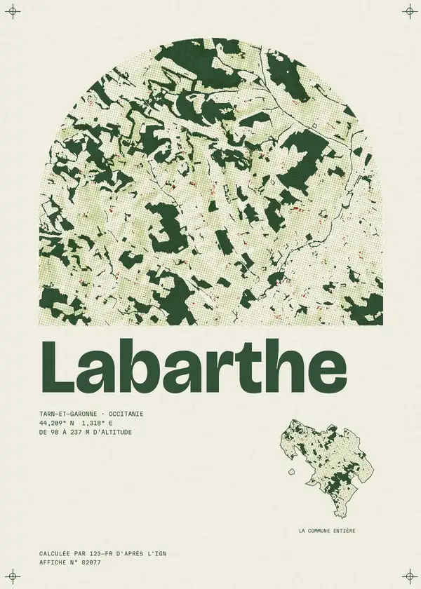 Affiche de Labarthe, calculée par 123-fr d'après l'IGN