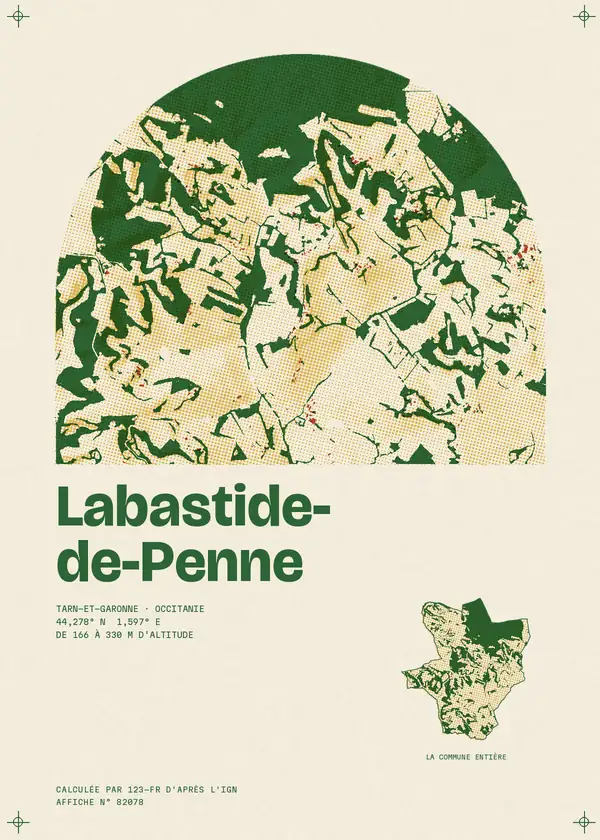 Affiche de Labastide-de-Penne, calculée par 123-fr d'après l'IGN