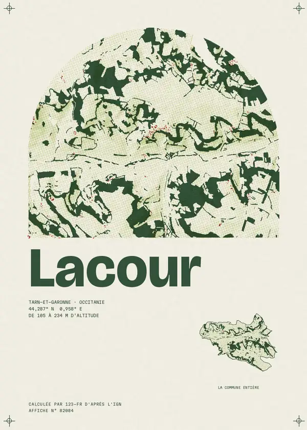 Affiche de Lacour, calculée par 123-fr d'après l'IGN