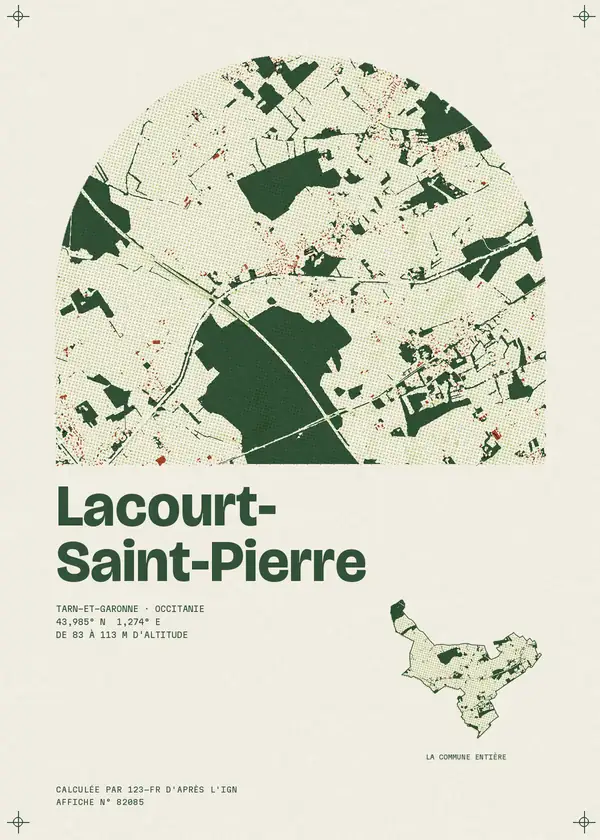 Affiche de Lacourt-Saint-Pierre, calculée par 123-fr d'après l'IGN
