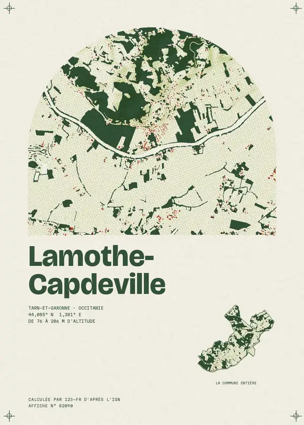 Affiche de Lamothe-Capdeville, calculée par 123-fr d'après l'IGN