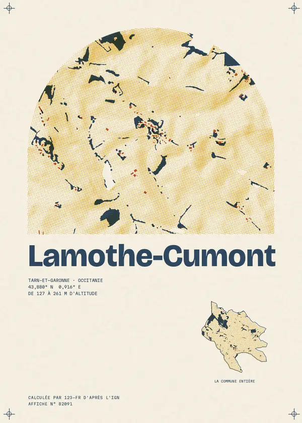 Affiche de Lamothe-Cumont, calculée par 123-fr d'après l'IGN
