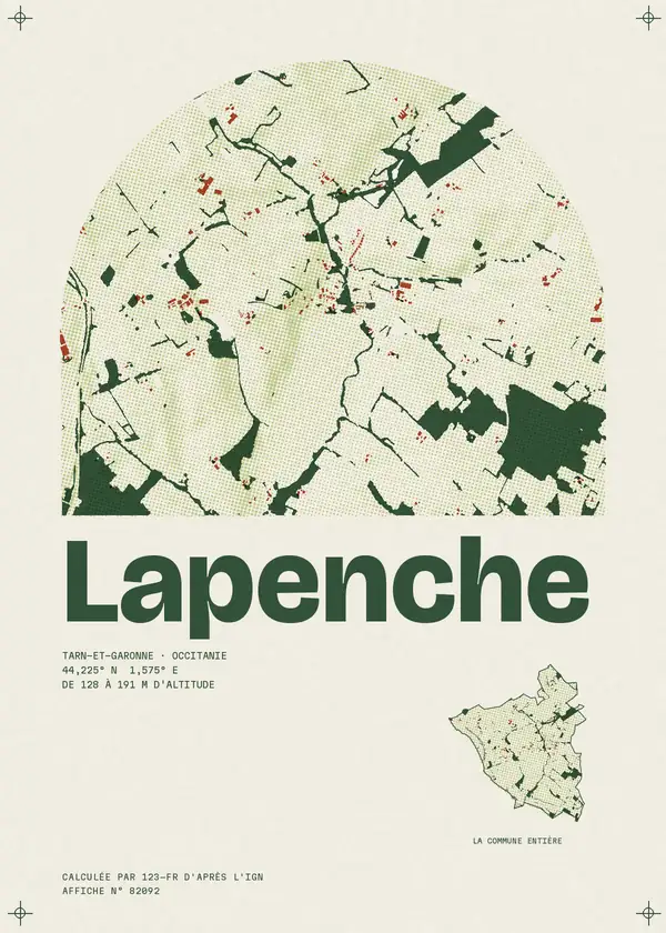 Affiche de Lapenche, calculée par 123-fr d'après l'IGN