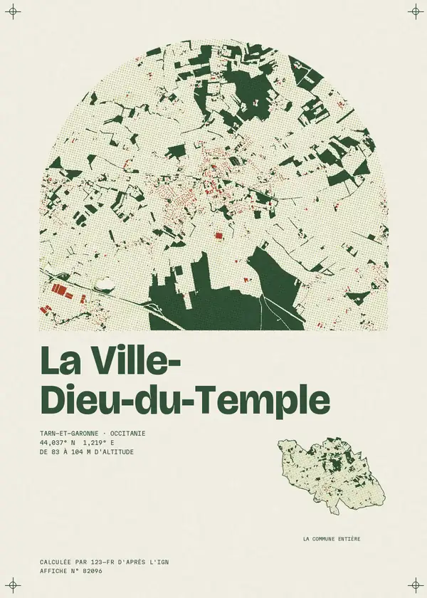 Affiche de La Ville-Dieu-du-Temple, calculée par 123-fr d'après l'IGN
